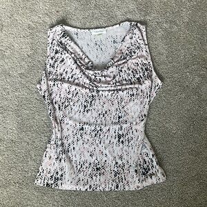 Calvin Klein Women's M Pink and Black Snake Print Sleeveless Blouse Lightweight